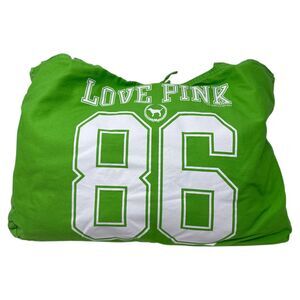 PINK Victorias Secret Canvas Tote Bag Love Pink 86 on Front Green White